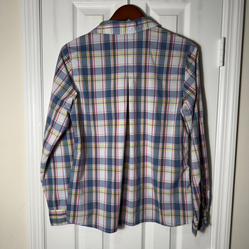 Patagonia Plaid Button Down Shirt Women's 12 Blue Pink Outdoor Hiking Light - Picture 6 of 6